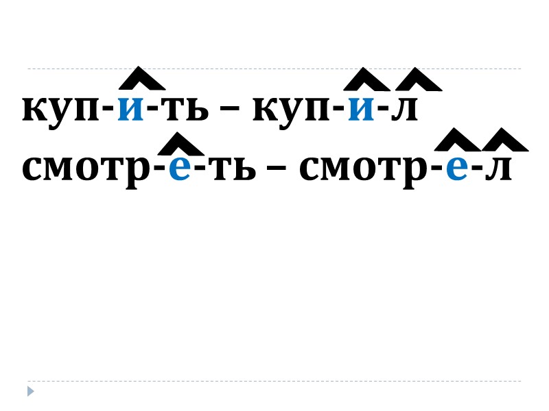 куп-и-ть – куп-и-л смотр-е-ть – смотр-е-л